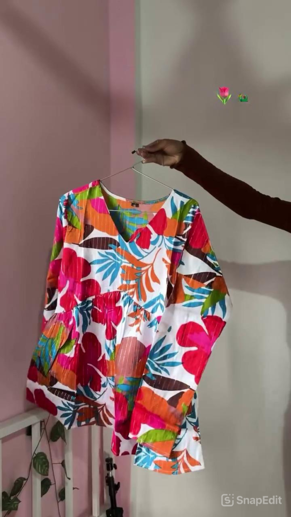 New Stylish Floral V-Neck Top