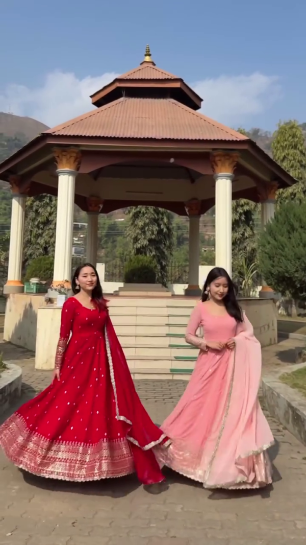 RED & PINK GOWN FOR WOMEN
